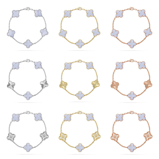 [Veyra Jewelry]New  CLOVER 5 MOTIF PURPLE CHALCEDONY BRACELET COLLECTION