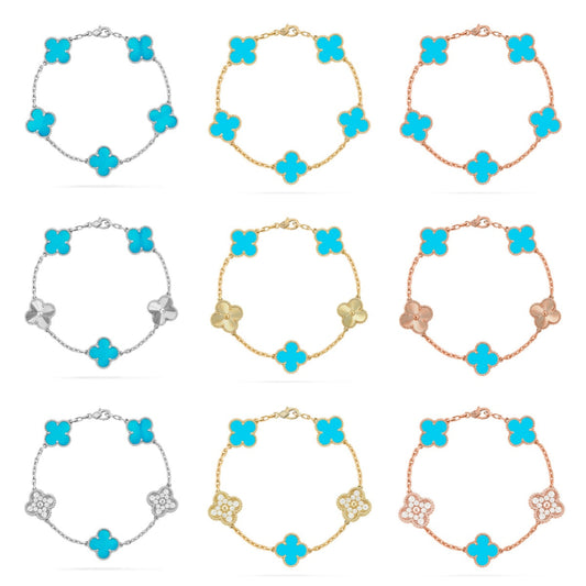 [Veyra Jewelry]New  CLOVER 5 MOTIF TURQUOISE BRACELET COLLECTION