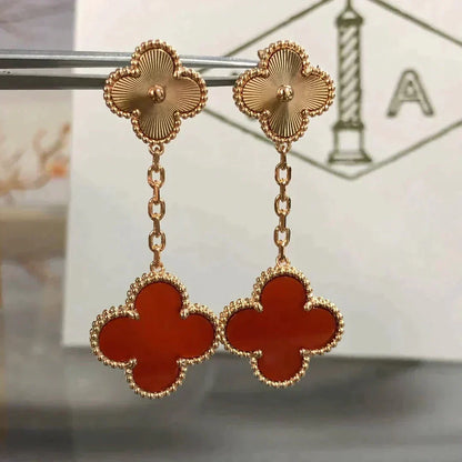 ¡®Veyra Jewelry¡¯CLOVER 2 MOTIF  LASER CARNELIAN EARRINGS