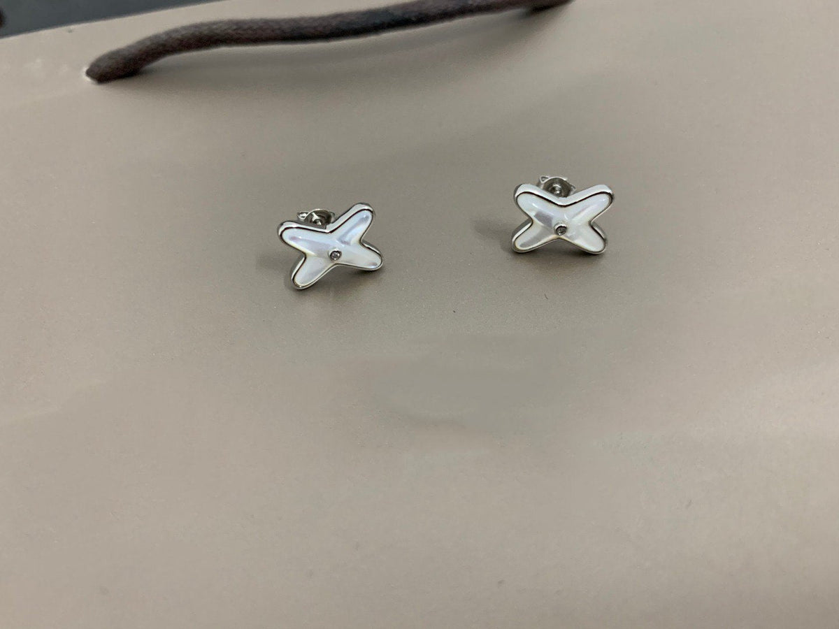 ¡®Veyra Jewelry¡¯JEUX DE WHITE MOP SILVER DIAMOND EARRINGS