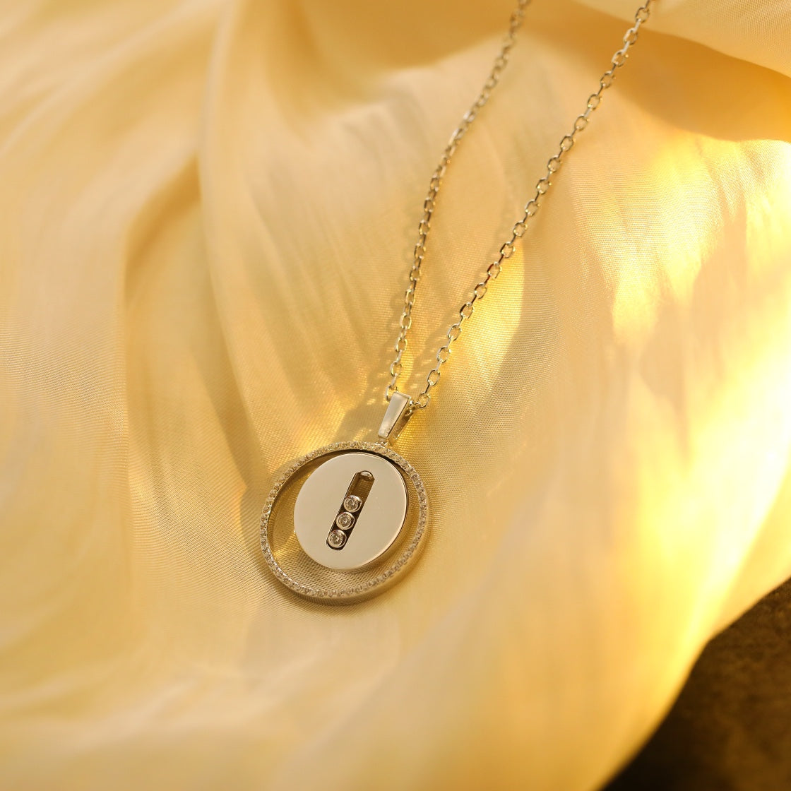 [Veyra Jewelry]LUCKY MOVE MM SILVER DIAMOND NECKLACE