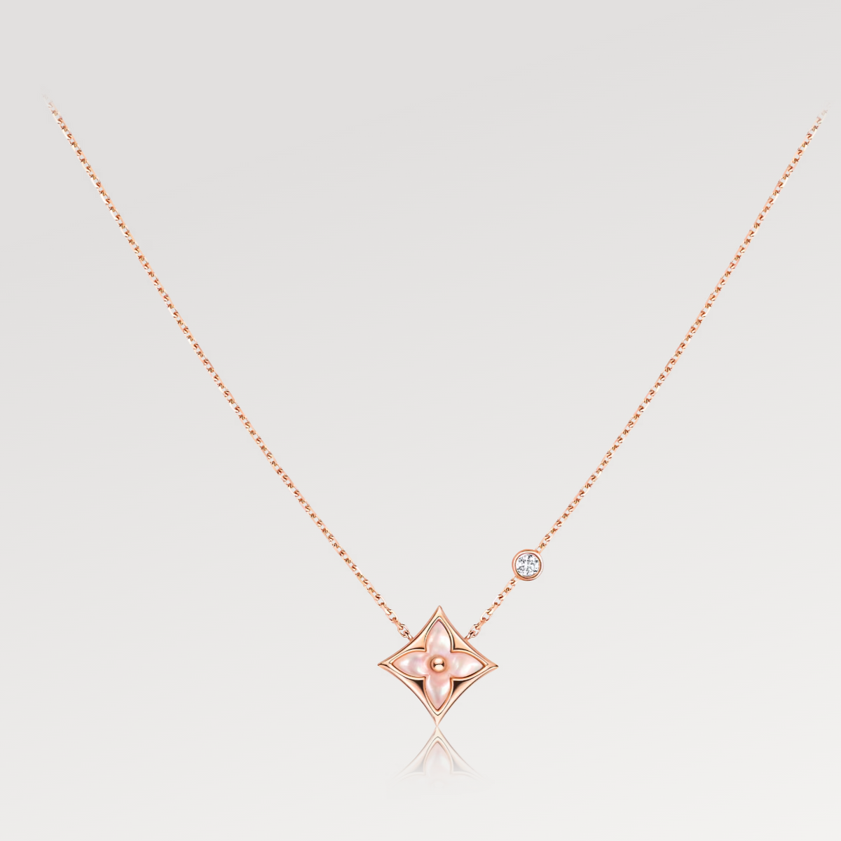 ¡®Veyra Jewelry¡¯STAR PINK MOP 1 DIAMOND PINK GOLD NECKLACE