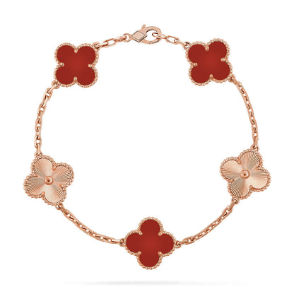 [Veyra Jewelry]New  CLOVER 5 MOTIF RED CORNELIAN BRACELET COLLECTION