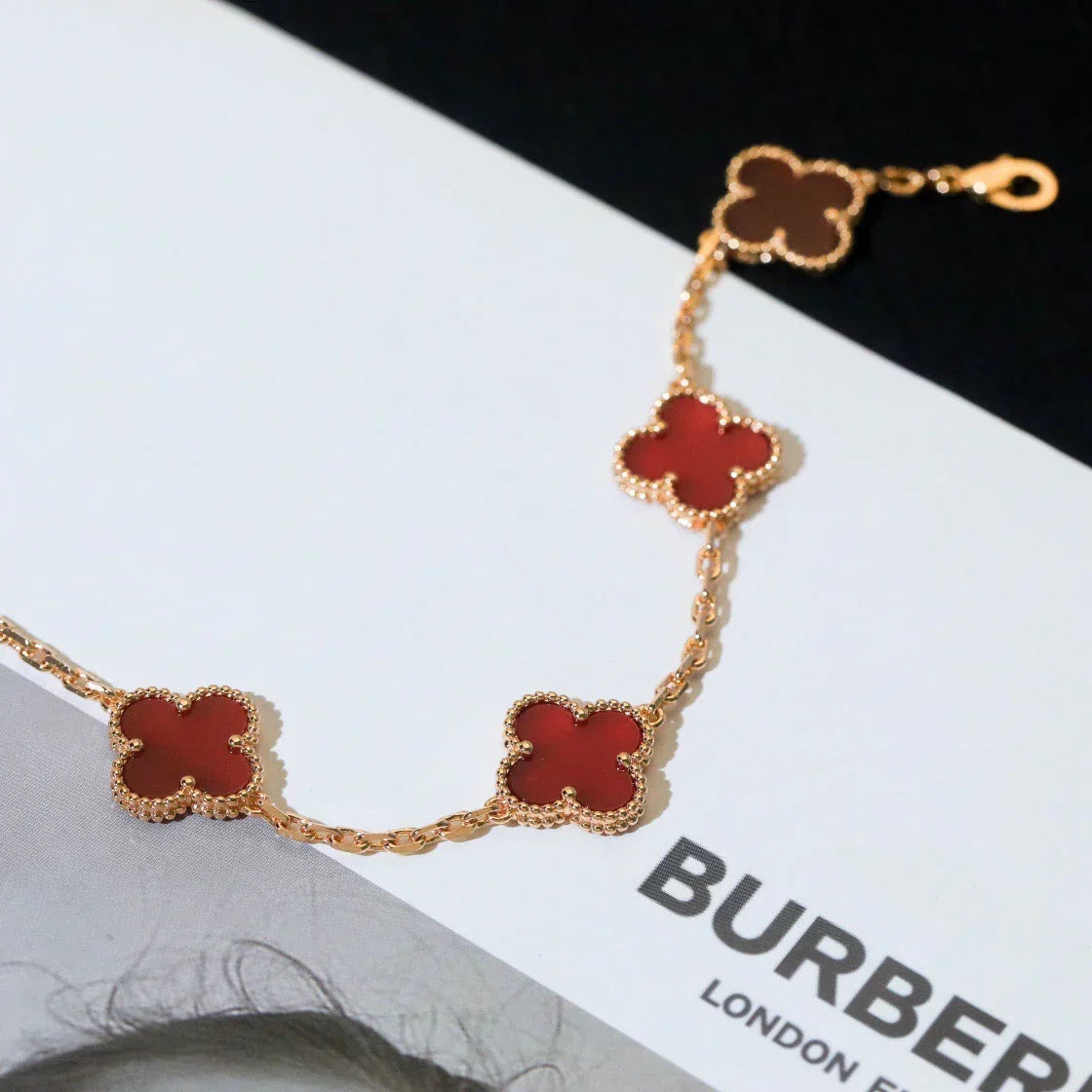 [Veyra Jewelry]New  CLOVER 5 MOTIF RED CORNELIAN BRACELET COLLECTION