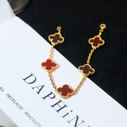 [Veyra Jewelry]New  CLOVER 5 MOTIF RED CORNELIAN BRACELET COLLECTION
