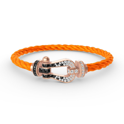 ¡®Veyra Jewelry¡¯FORCE LARGE HORSESHOE BLACK WHITE DIAMOND BRACELET ROSE GOLD