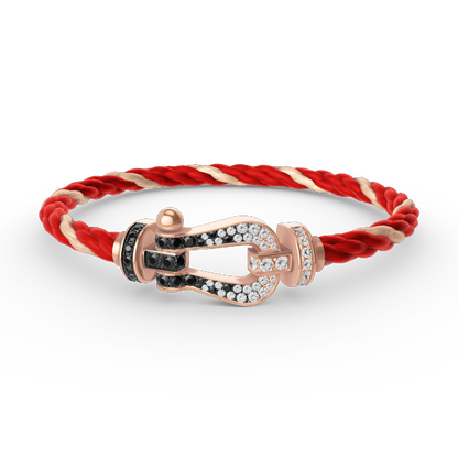 ¡®Veyra Jewelry¡¯FORCE LARGE HORSESHOE BLACK WHITE DIAMOND BRACELET ROSE GOLD