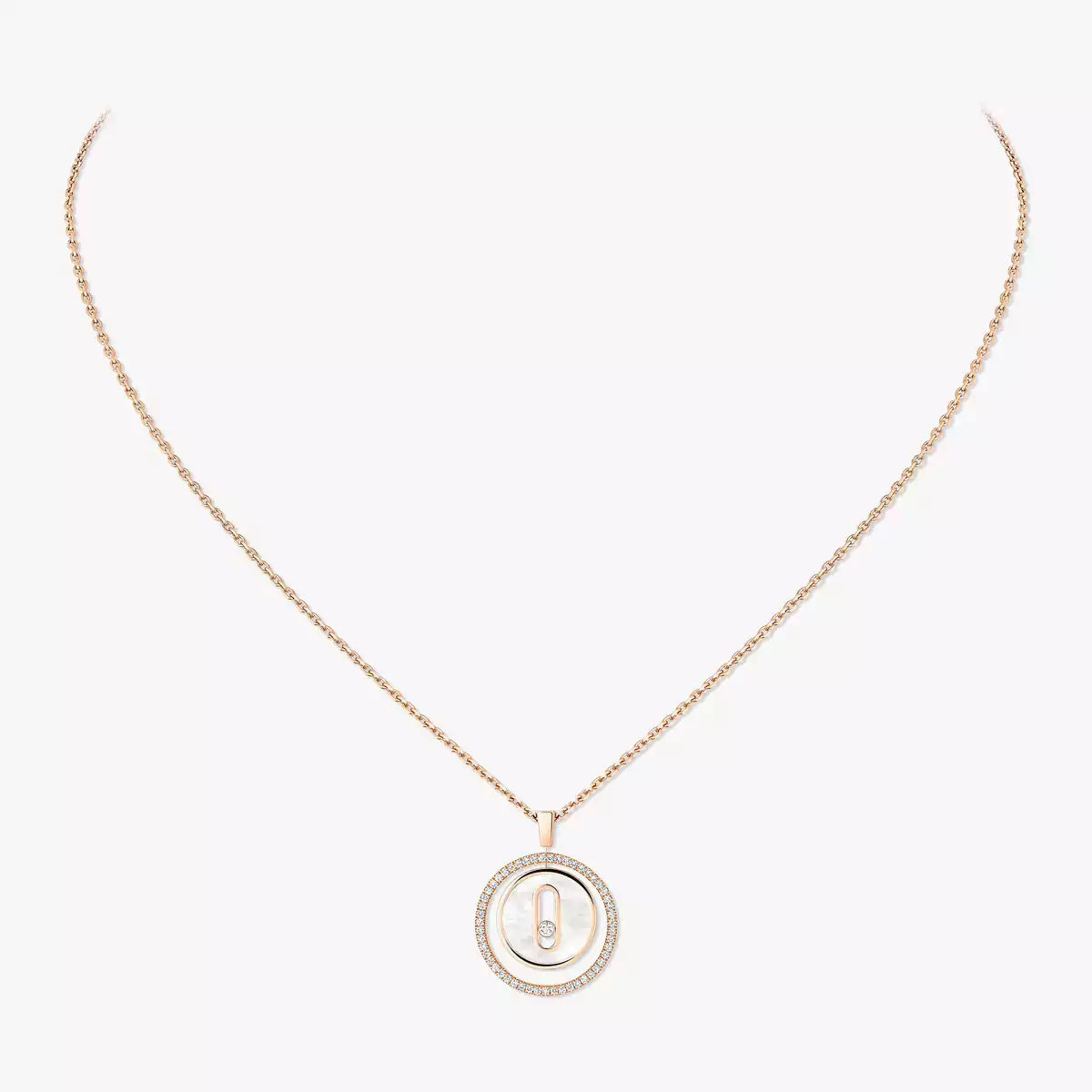 [Veyra Jewelry]Lucky Move Diamond Necklace in Rose Gold and White Mother-of-Pearl
