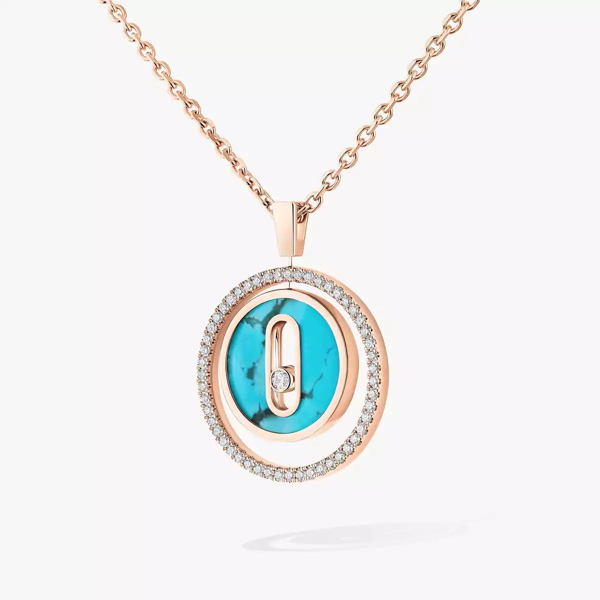 [Veyra Jewelry]Lucky Move Diamond Necklace in Rose Gold and White Mother-of-Pearl