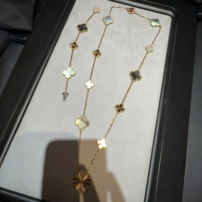 [Veyra Jewelry]DETACHABLE CLOVER 15(11+4) FLOWER ROSE GOLD NECKLACE SET