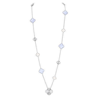 [Veyra Jewelry]DETACHABLE CLOVER 15(11+4) FLOWER SILVER NECKLACE SET