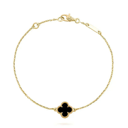 ¡®Veyra Jewelry¡¯CLOVER ONYX SINGLE FLOWER BRACELET