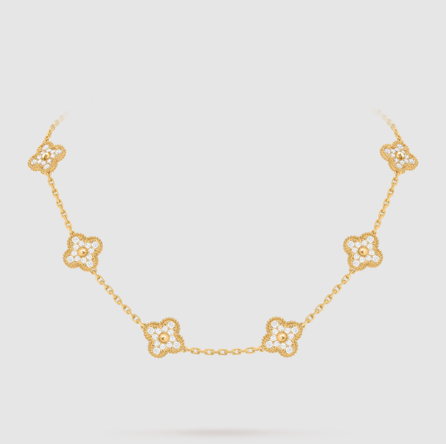 [¡®Veyra Jewelry¡¯]CLOVER 10 MOTIFS FULL DIAMOND NECKLACE